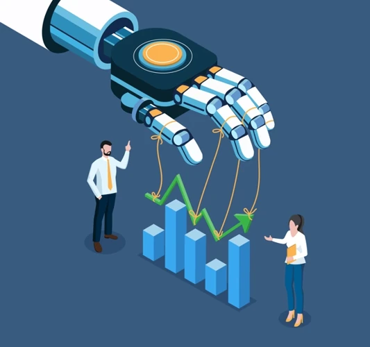 Cette illustration représente la main d'un robot qui tire les ficelles des statistiques